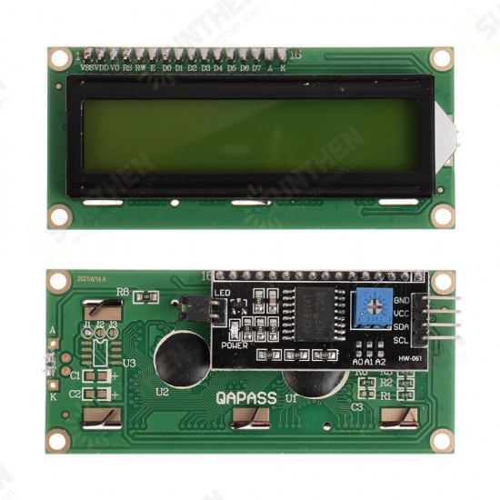 HW-060B 1602 LCD 5V Yellow-green Screen IIC I2C Interface Module 1602 LCD Display Adapter Board