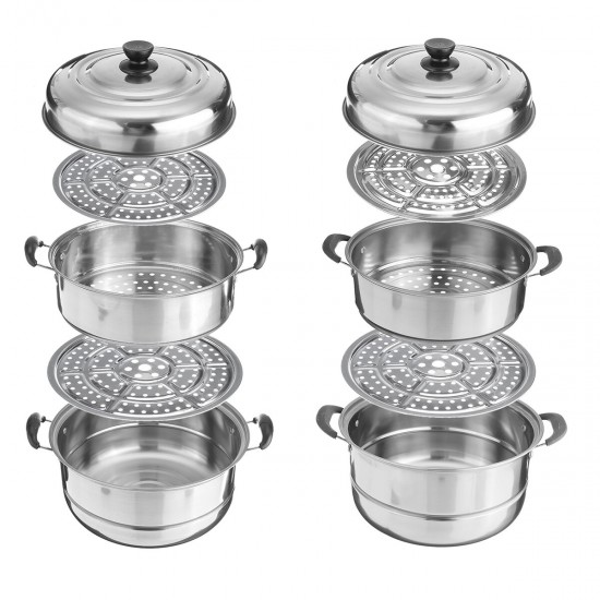 3 Tier Stainless Steel Pot Steamer Steam Cooking Cooker Cookware Hot Pot Kitchen Cooking Tools