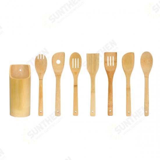 8PCS Bamboo Nonstick Cooking Utensils Wooden Spoons and Spatula Utensil Set