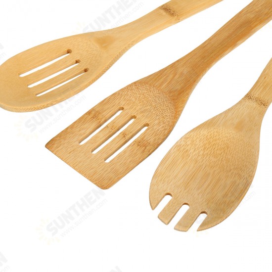 8PCS Bamboo Nonstick Cooking Utensils Wooden Spoons and Spatula Utensil Set