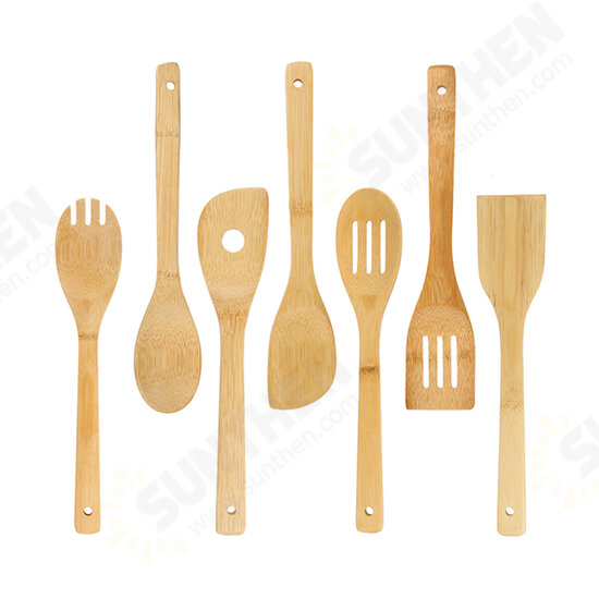 8PCS Bamboo Nonstick Cooking Utensils Wooden Spoons and Spatula Utensil Set