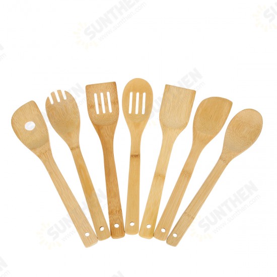 8PCS Bamboo Nonstick Cooking Utensils Wooden Spoons and Spatula Utensil Set