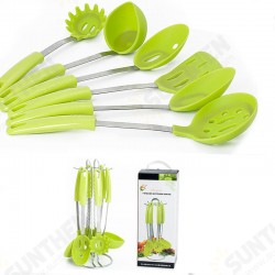 Stainless Steel Silicone Cooking Utensil Set Premium Stand Cooking Spoon Spatula Soup Ladle Stainless Steel Silicone Cooking Utensil Set Premium Stand Cooking Spoon Spatula Soup Ladle