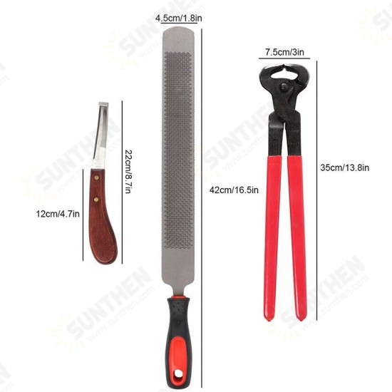 3Pcs Farriers Equestrian Horse Cattle Hoof Nipper Cutter File Rasp Trimming Set