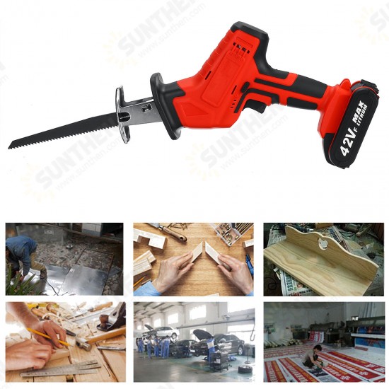 42V 1400W Electric Cordless Reciprocating Saw Outdoor Woodworking W/ 2 Battery