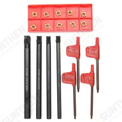 4pcs 6/7/8/10mm SCLCR06 Turning Tool Holder Lathe Boring Bar With 10pcs CCMT060204 Inserts