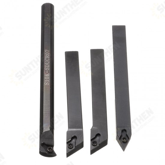 4pcs S10K-SDUCR07/SDJCR/SDJCL/SDNCN1010H07 Turning Tool Holder Set with 4pcs DCMT0702 Inserts