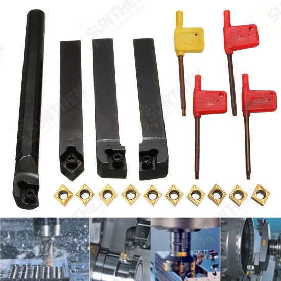 4pcs SCLCR/L SCMCN 12mm Lathe Boring Bar Turning Tool Holder With 10pcs CCMT09T304 Carbide Inserts