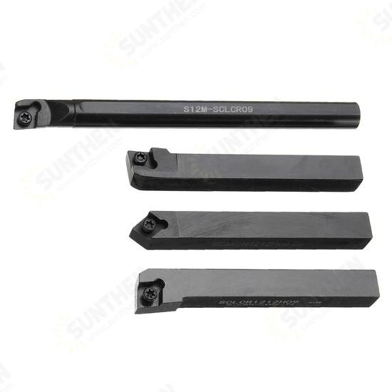 4pcs SCLCR/L SCMCN 12mm Lathe Boring Bar Turning Tool Holder With 10pcs CCMT09T304 Carbide Inserts