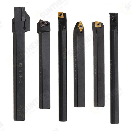 6pcs 10mm Shank Lathe Turning Tool Holder Boring Bar CNC Tools Set With Carbide Inserts And Wrenches