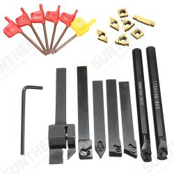 7pcs 10mm Lathe Turning Boring Bar Tool Holder with T8 Wrenches and Carbide Inserts 7pcs 10mm Lathe Turning Boring Bar Tool Holder with T8 Wrenches and Carbide Inserts