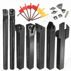 7pcs 12mm Shank Lathe Turning Tool Holder with 7pcs Carbide Inserts 7pcs 12mm Shank Lathe Turning Tool Holder with 7pcs Carbide Inserts