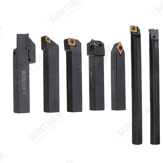 7pcs 16mm Shank Lathe Turning Tool Holder Boring Bar CNC Tools Set With Carbide Inserts And Wrenches