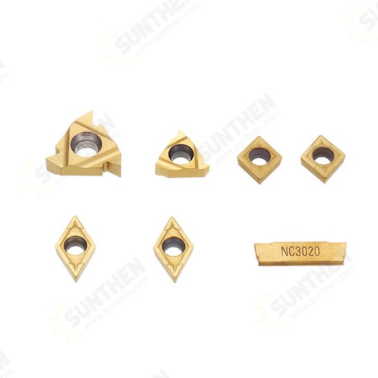 7pcs Carbide Inserts for 12mm Shank Lathe Boring Bar Turning Tool Holder CCMT060204 11IR 16ER Carbide Inserts