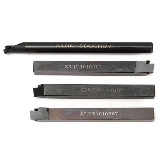 4pcs 10mm Shank Lathe Boring Bar Turning Tool Holder With 4pcs DCMT070204 Inserts