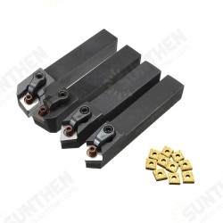 4pcs MCMNN1616H12 MCGNR1616H12 MCMNN1616H12 MCGNL1616K12 Lathe Turning Tool Holder with 10pcs CNMG120408 Carbide Insert