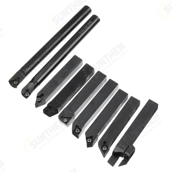 9pcs 16mm Shank Lathe Boring Bar Turning Tool Holder Set with Carbide Inserts