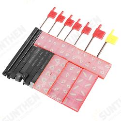 CT-12 50pcs Carbide Inserts with 7pcs 12mm Shank Lathe Turning Tool Holder DCMT070204 CCMT060204 MGMN200