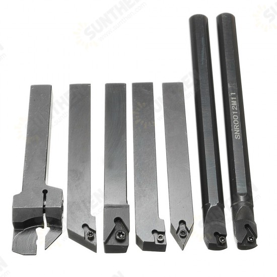 7pcs 12mm Shank Lathe Boring Bar Turning Tool Holder Set with Carbide Inserts