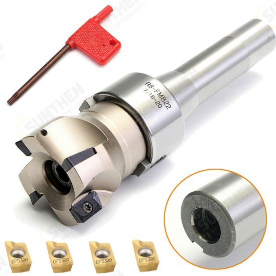R8 FMB22 Straight Shank Arbor 400R Face End Mill Cutter with 4Pcs APMT1604 Carbide Inserts R8 FMB22 Straight Shank Arbor 400R Face End Mill Cutter with 4Pcs APMT1604 Carbide Inserts