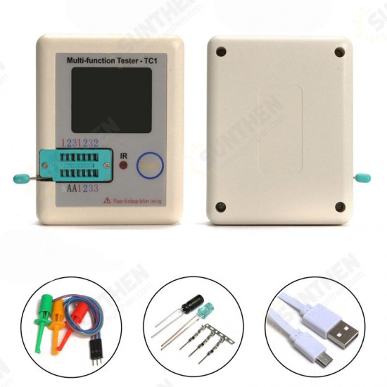 LCR-TC1 1.8inch Colorful Display Multifunctional TFT Backlight Transistor Tester for Diode Triode Capacitor Resistor Transistor LCR ESR NPN PNP MOSFET