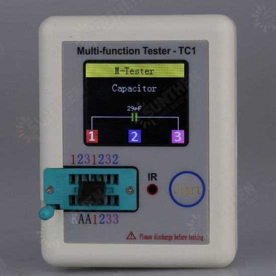 LCR-TC1 1.8inch Colorful Display Multifunctional TFT Backlight Transistor Tester for Diode Triode Capacitor Resistor Transistor LCR ESR NPN PNP MOSFET