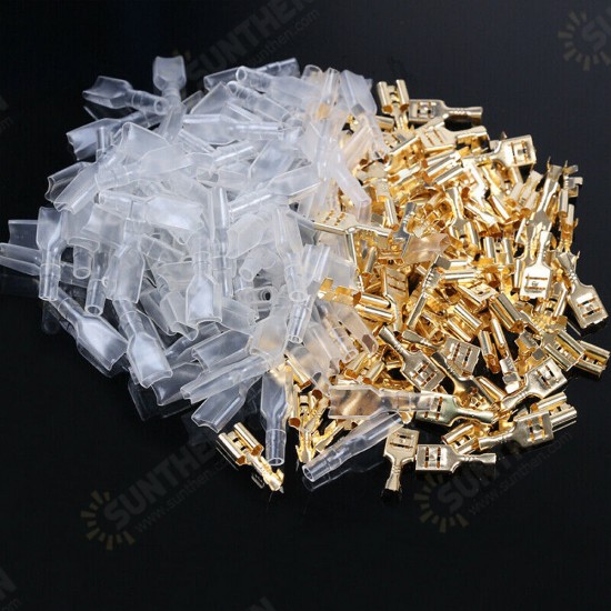 135/270/315PCS Box Insulated Male Female Wire Connector 2.8/4.8/6.3MM Golden Electrical Crimp Terminals Termin Spade Connectors Assorted Kit