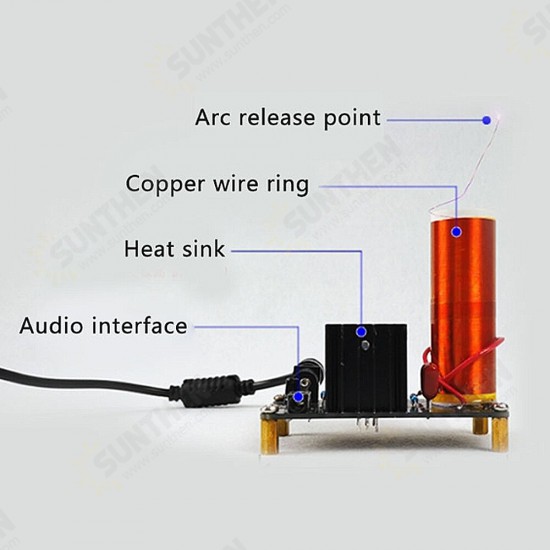 15W Mini Music Tesla Plasma Speaker Wirelessly Delivers DC 15-24V DIY Electronic Kit