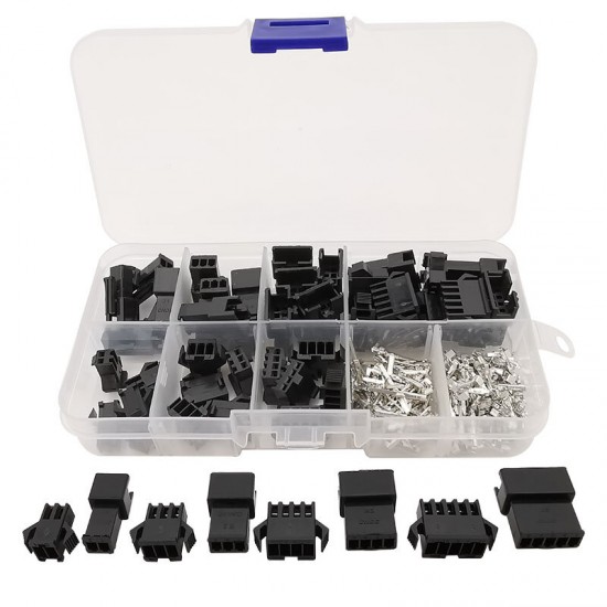 200Pcs 2.54mm Pitch JST SM Connector Kit 2/3/4/5Pin Male/Female Housing Pin Header Crimp Terminals Electrical Wire Connector Kit