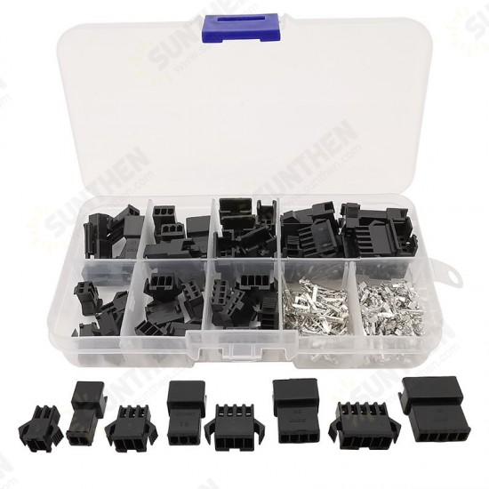 200Pcs 2.54mm Pitch JST SM Connector Kit 2/3/4/5Pin Male/Female Housing Pin Header Crimp Terminals Electrical Wire Connector Kit