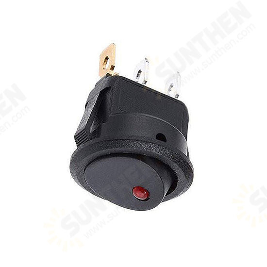 20PCS 3Pin 20A 12V Round Rocker Toggle Switch with LED Light Blue Yellow Red Green Light On-Off Control Switch