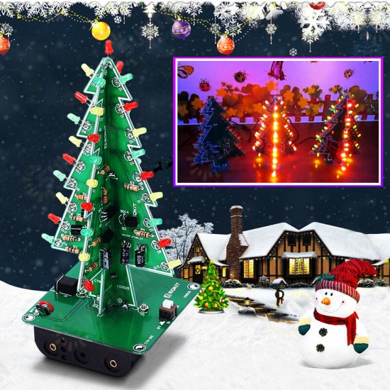 DIY Christmas Tree LED Flashing Light Kit Circuit Board Mould Green Xmas