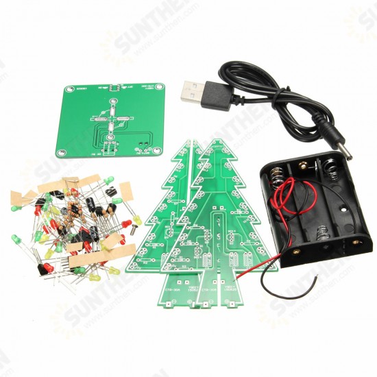 DIY Christmas Tree LED Flashing Light Kit Circuit Board Mould Green Xmas