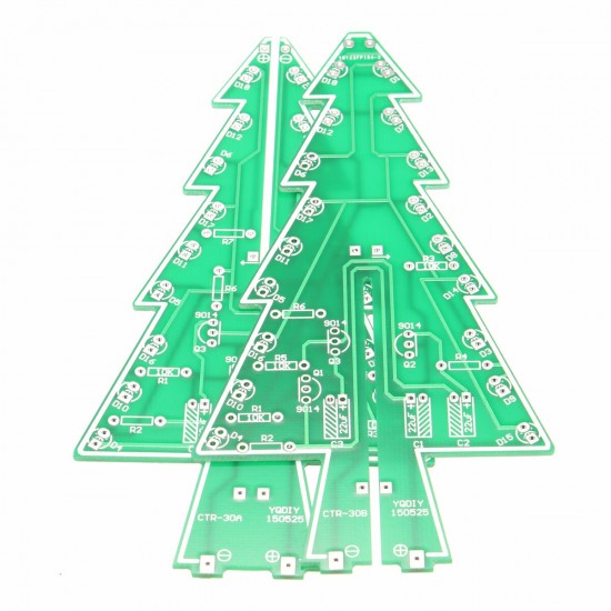 DIY Christmas Tree LED Flashing Light Kit Circuit Board Mould Green Xmas