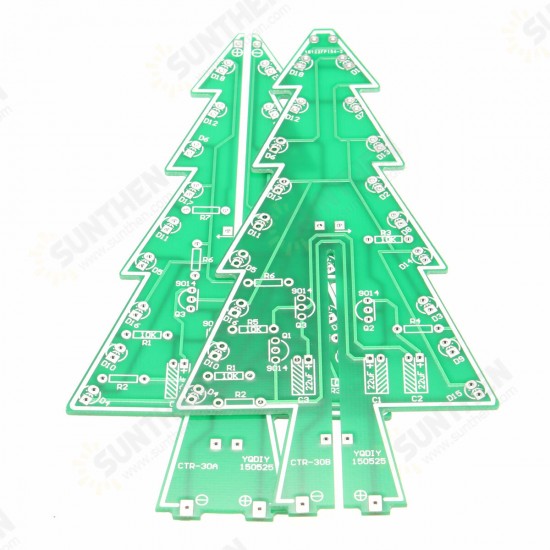 DIY Christmas Tree LED Flashing Light Kit Circuit Board Mould Green Xmas