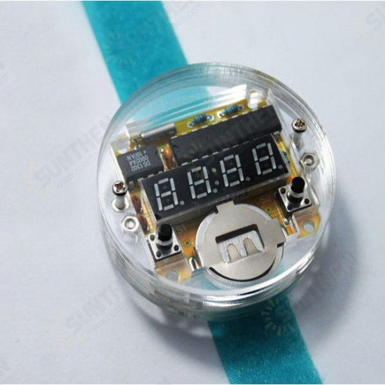 DIY LED Digital Watch Electronic Clock Kit With Transparent Cover