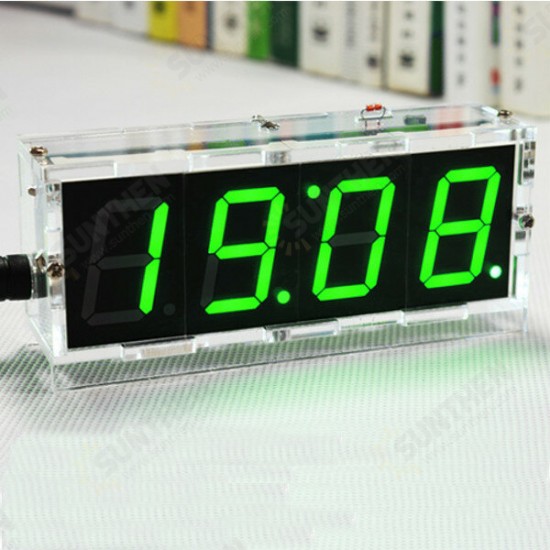 DIY 4 Digit LED Electronic Clock Kit Temperature Light Control Version