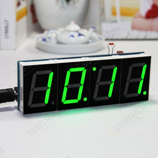 DIY 4 Digit LED Electronic Clock Kit Temperature Light Control Version