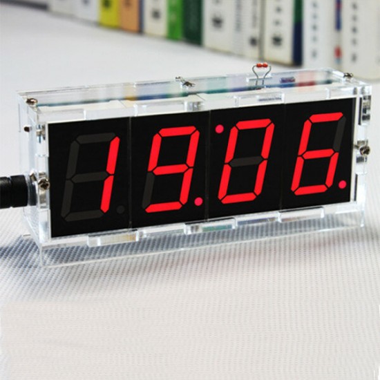 DIY 4 Digit LED Electronic Clock Kit Temperature Light Control Version