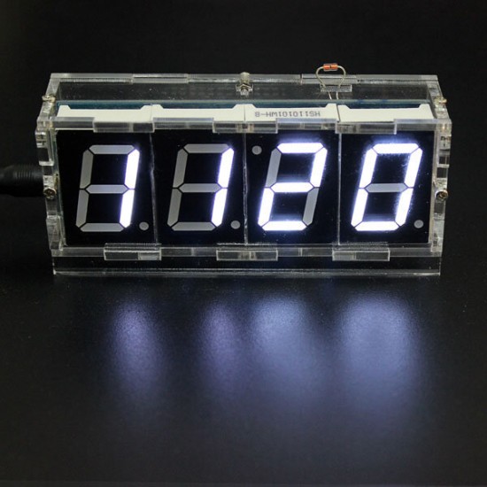 DIY 4 Digit LED Electronic Clock Kit Temperature Light Control Version