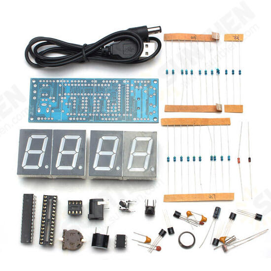 DIY 4 Digit LED Electronic Clock Kit Temperature Light Control Version