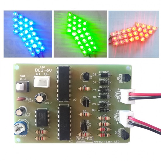 DIY Warning Strobe Light Kit Parts CD4017 Thunder Flash LED Electronic Kit