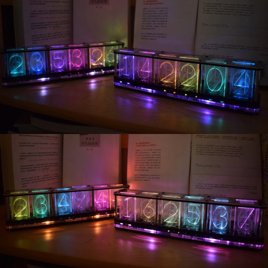 DIY Imitate Glow Clock Kit Full Color RGB Glow Tube Clock LED Music Spectrum Kit
