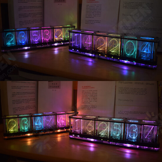 DIY Imitate Glow Clock Kit Full Color RGB Glow Tube Clock LED Music Spectrum Kit