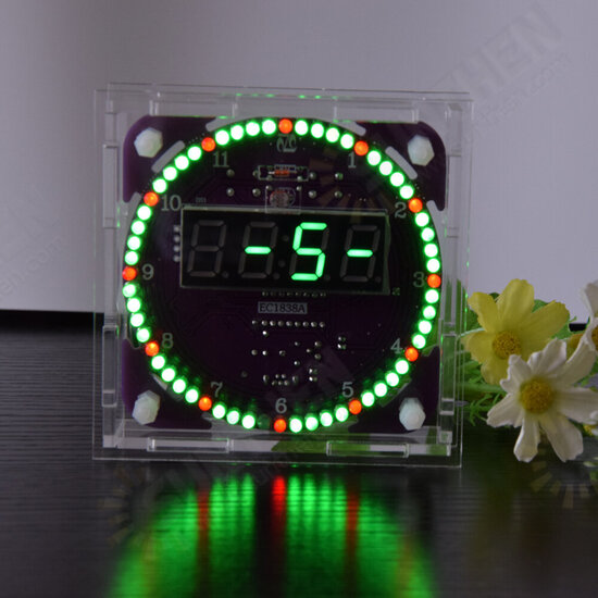 Fourth Generation DIY EC1838B DS1302 Light Control Rotation LED Electronic Clock Kit Music Alarm Clock With Housing