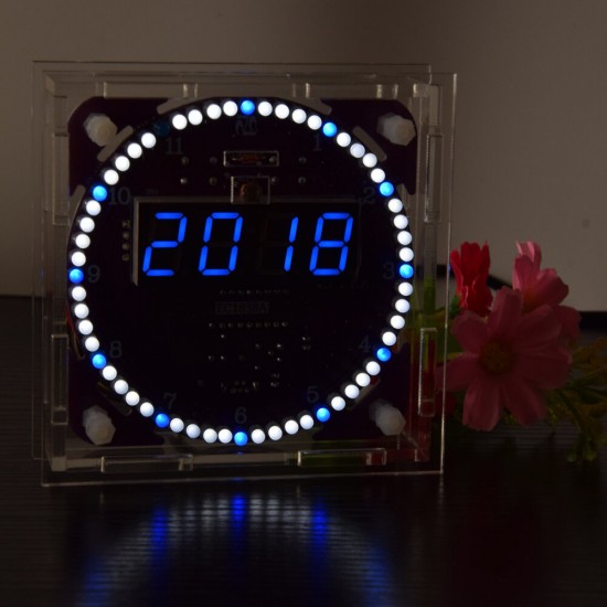 Fourth Generation DIY EC1838B DS1302 Light Control Rotation LED Electronic Clock Kit Music Alarm Clock With Housing