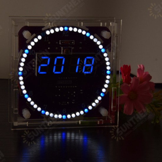 Fourth Generation DIY EC1838B DS1302 Light Control Rotation LED Electronic Clock Kit Music Alarm Clock With Housing