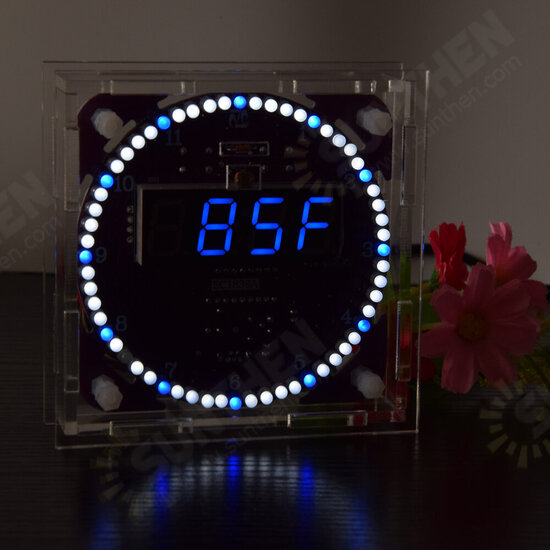 Fourth Generation DIY EC1838B DS1302 Light Control Rotation LED Electronic Clock Kit Music Alarm Clock With Housing