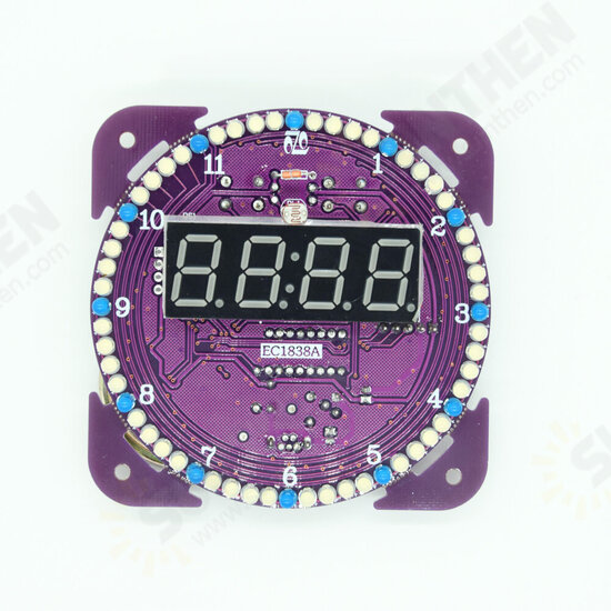 Fourth Generation DIY EC1838B DS1302 Light Control Rotation LED Electronic Clock Kit Music Alarm Clock With Housing