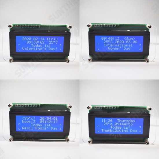 Multifunctional LCD Music Spectrum Large Font DS3231 Clock DIY Kit